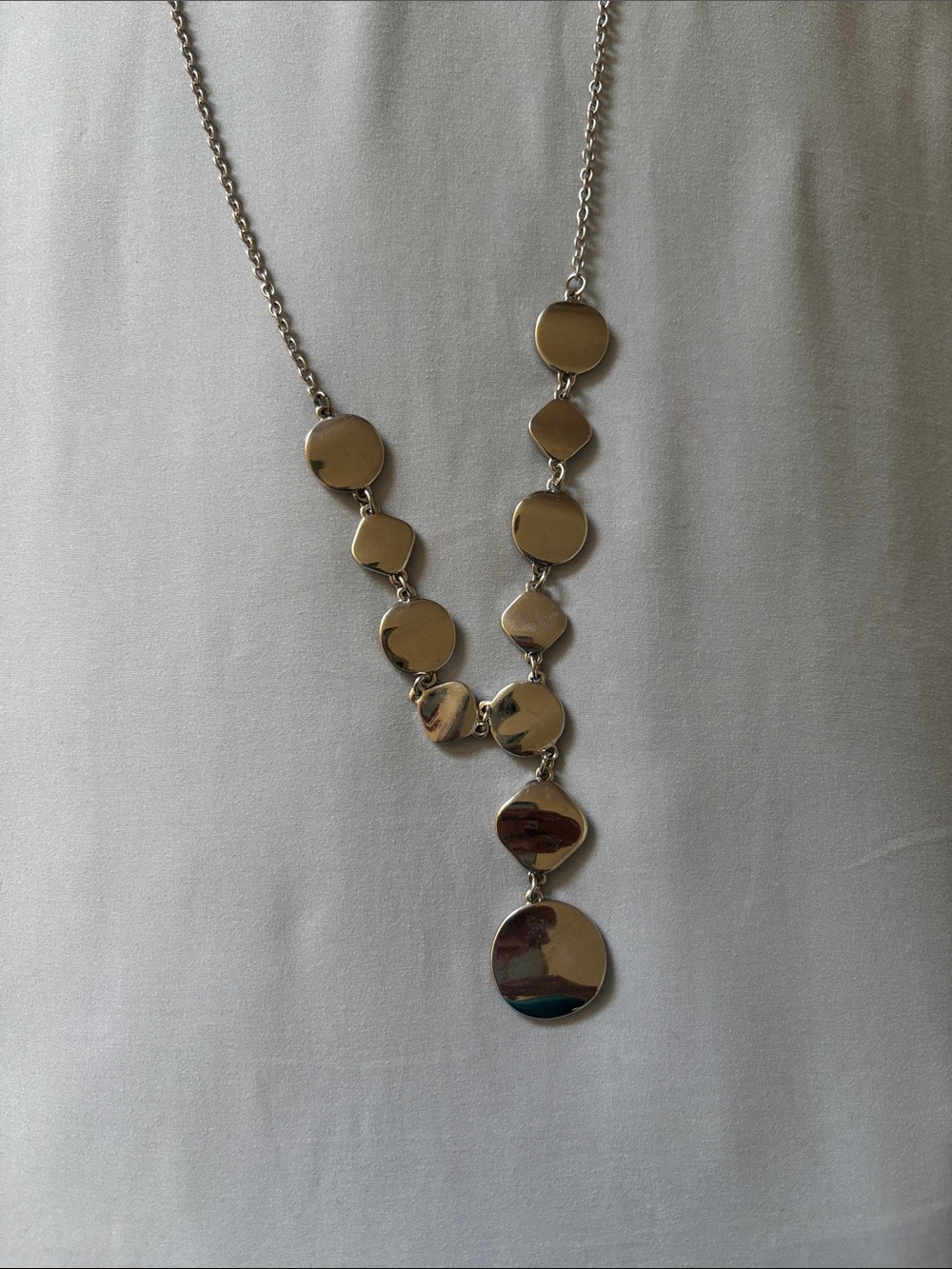 Silver Geometric Drop Necklace